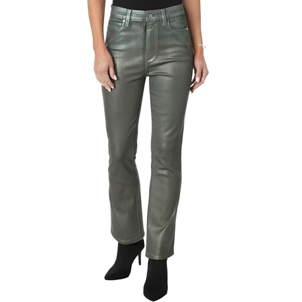 NEW Paige Claudine Mystical Green Coated High Waisted Jeans Size 29